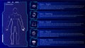 16:9 hud interface,futurastic human body,hud biology elelemt,Display set of virtual interface elements,digital Human , Human